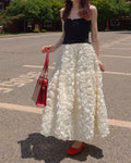rose volume flare skirt