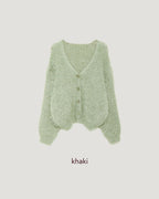shaggy knit color cardigan