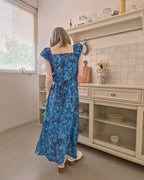 flower frill long dress