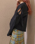 cut out ribbon sweatshirt