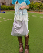 satin lace line tote bag