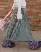 metallic accordion pleated skirt