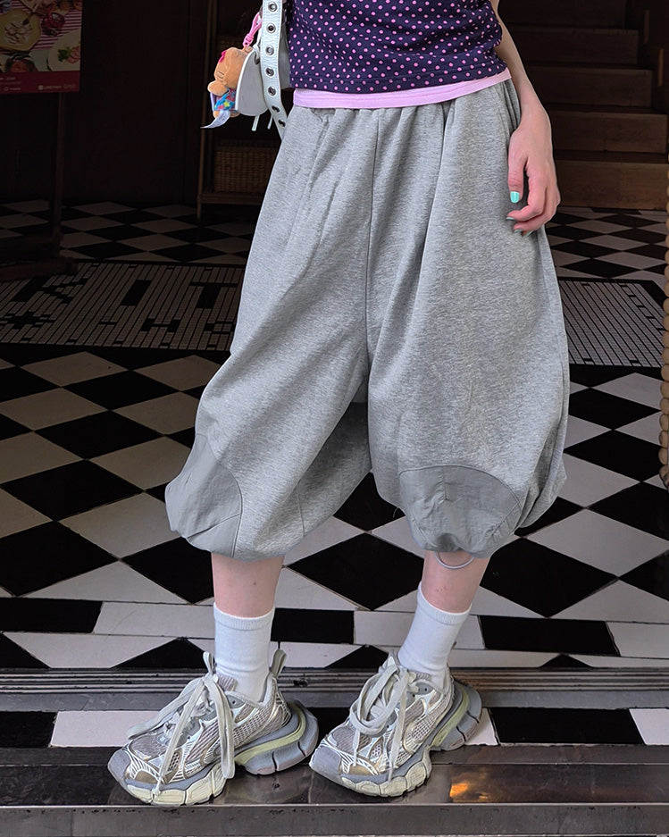 sweat nylon switch balloon half pants