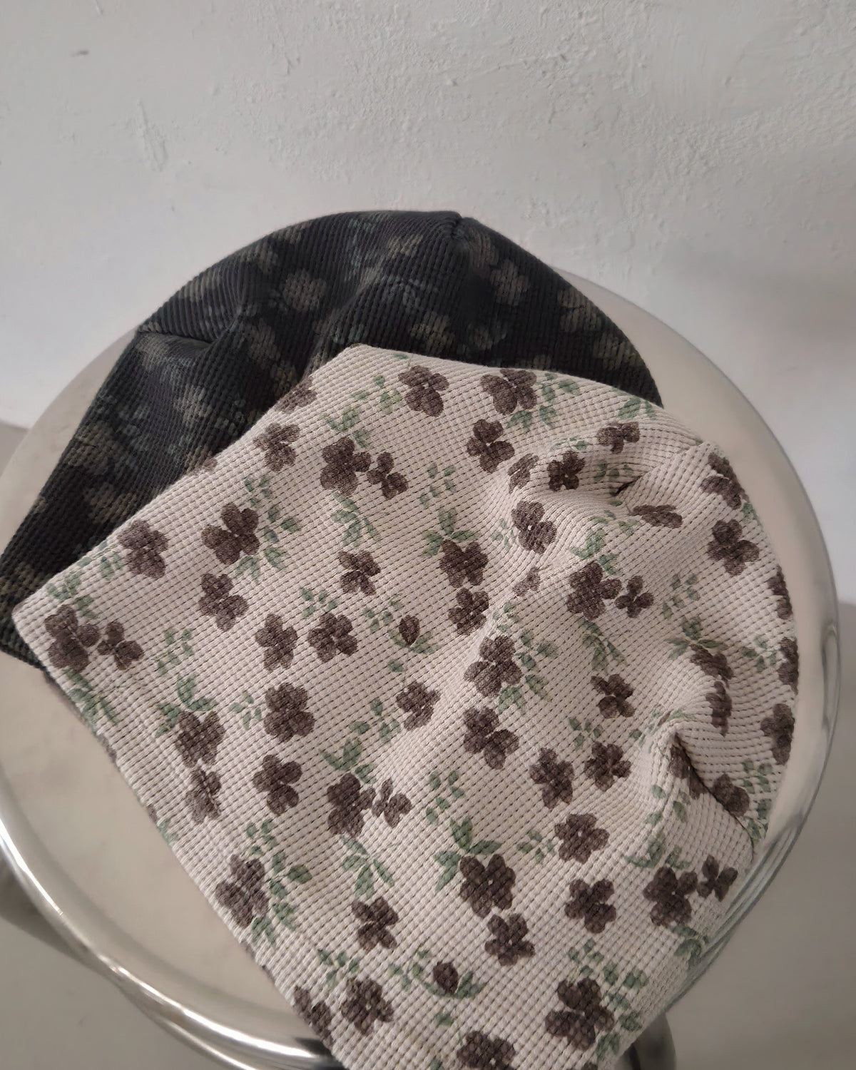flower pattern waffle beanie