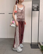 sheer check sleeve less top