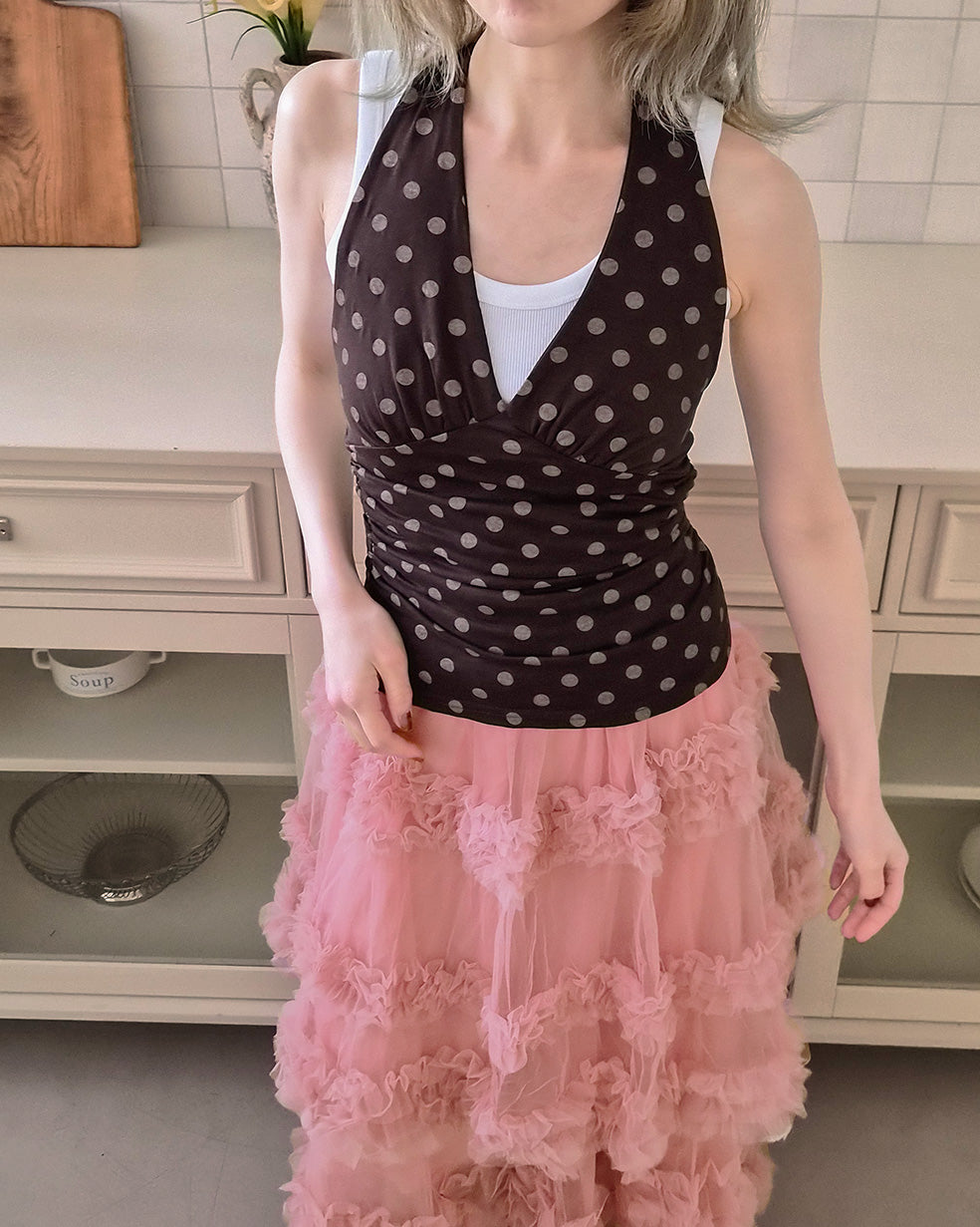 polka dot halter neck bustier
