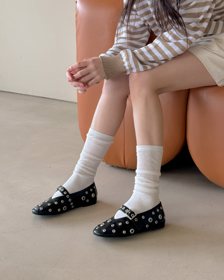 studs mary jane flat shoes