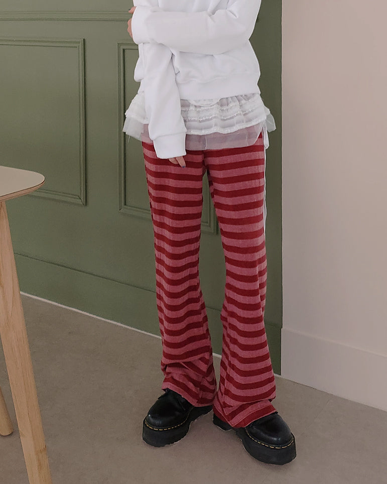 stripe knit flare pants