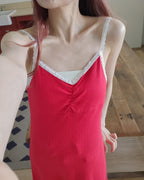 lace point flower punching mini dress