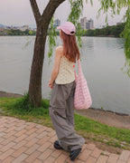 flower waffle sleeve less top