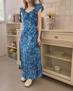 flower frill long dress