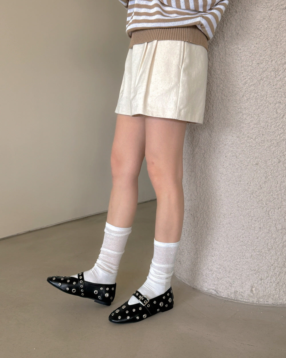 studs mary jane flat shoes