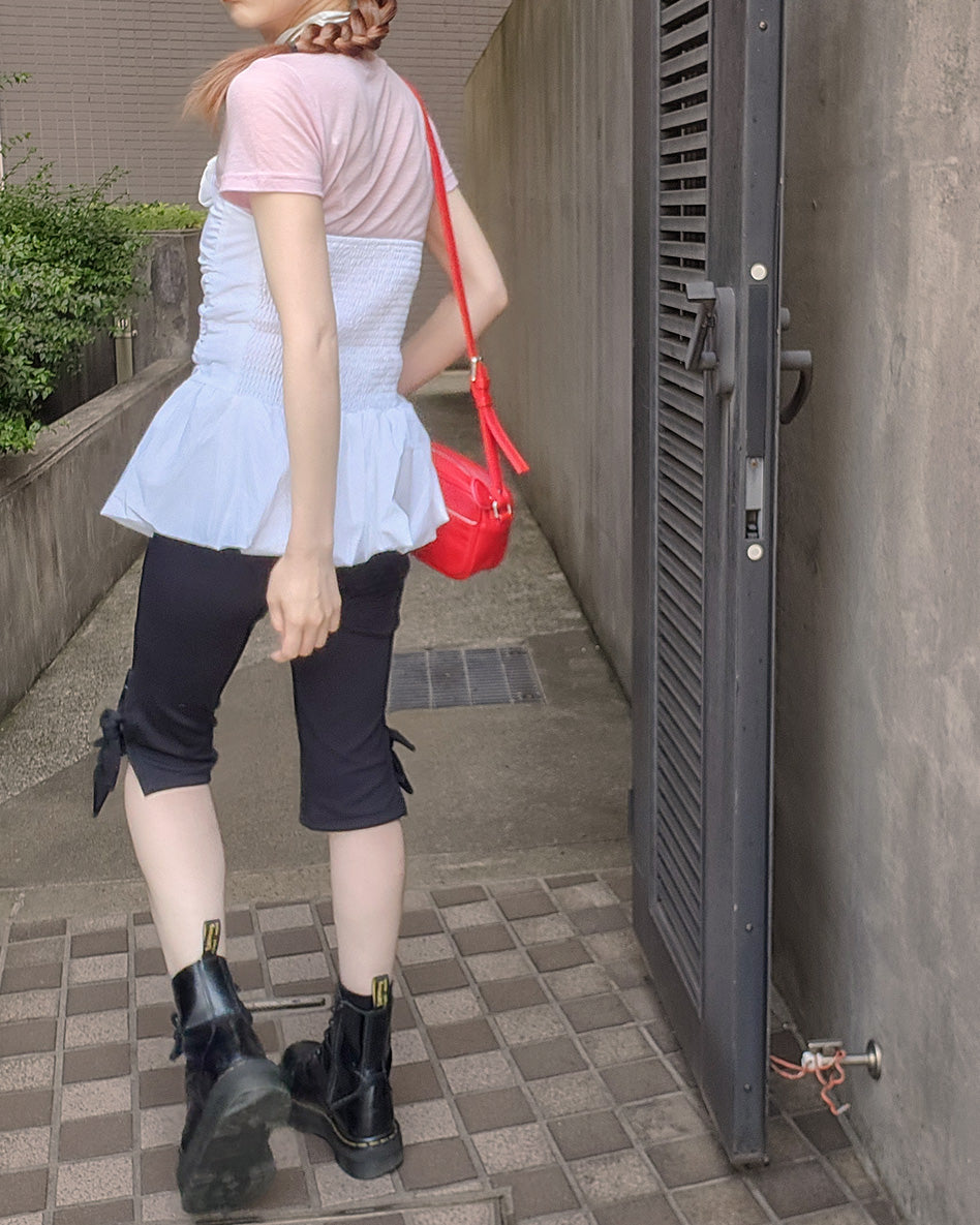 side ribbon half pants