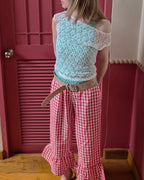 lace sheer french sleeve top