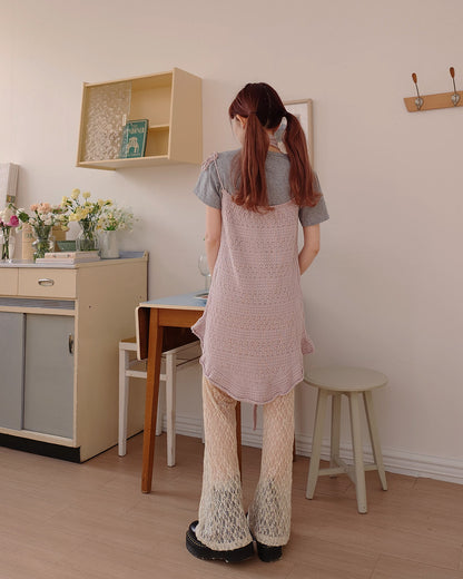 rose scarf knit mini dress