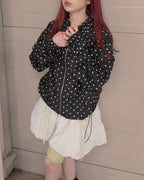 dot frill nylon blouson
