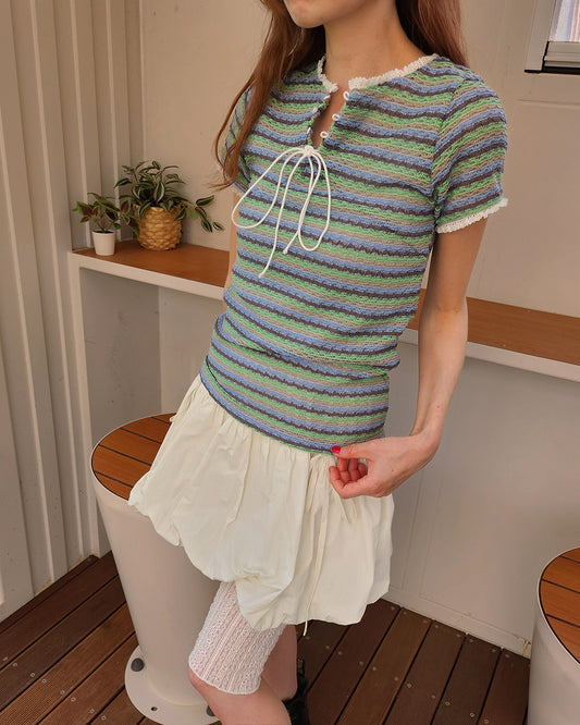 multi stripe lace point eyelet knit