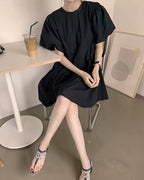 volume puff sleeves tack mini dress