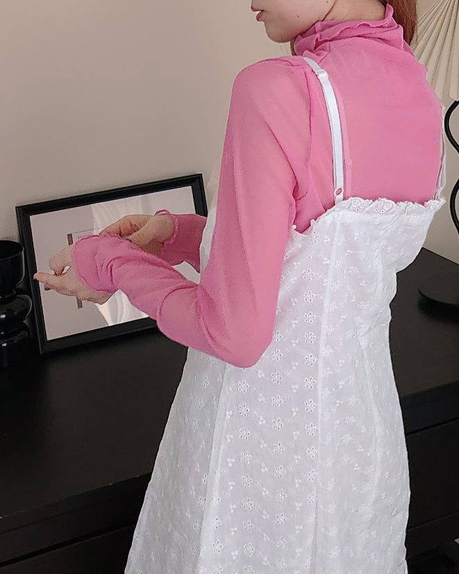 turtleneck mellow sheer mesh top