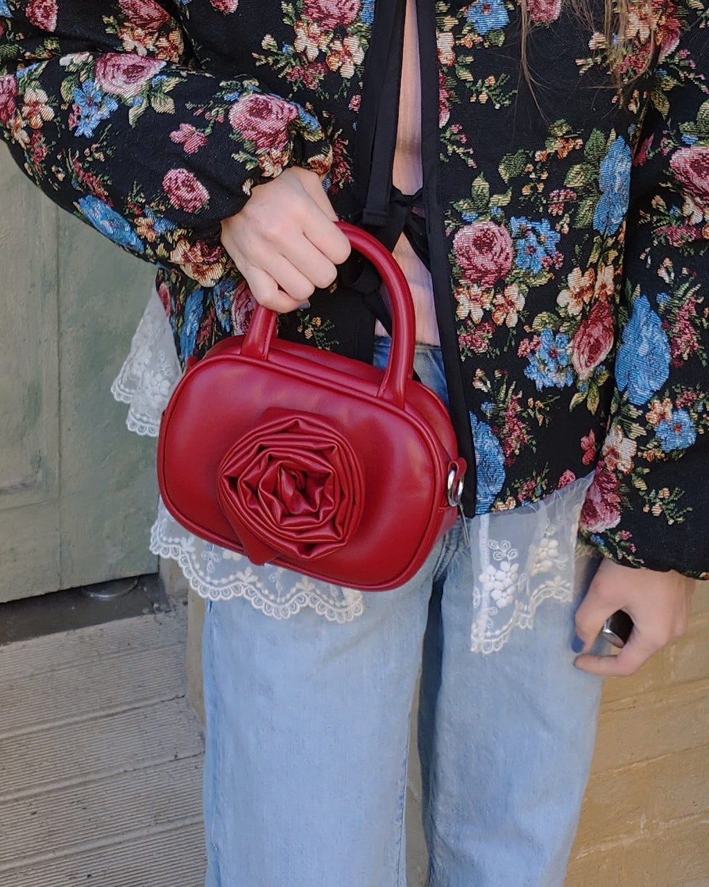 rose motif mini bag