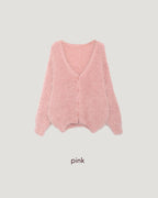shaggy knit color cardigan