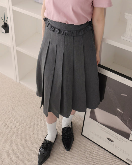 waist frill pleats middle skirt
