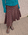 dot pleated midi skirt