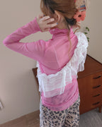 turtleneck mellow sheer mesh top