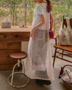 flower lace sheer salopette dress