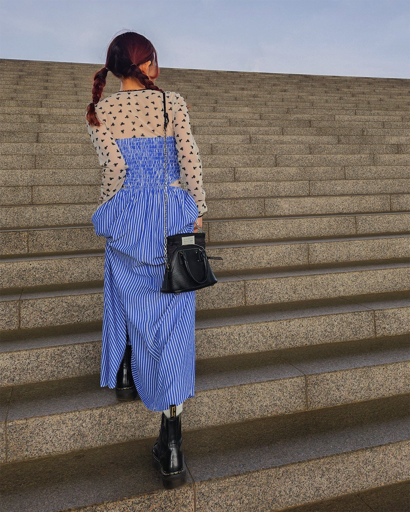 cut out stripe long dress