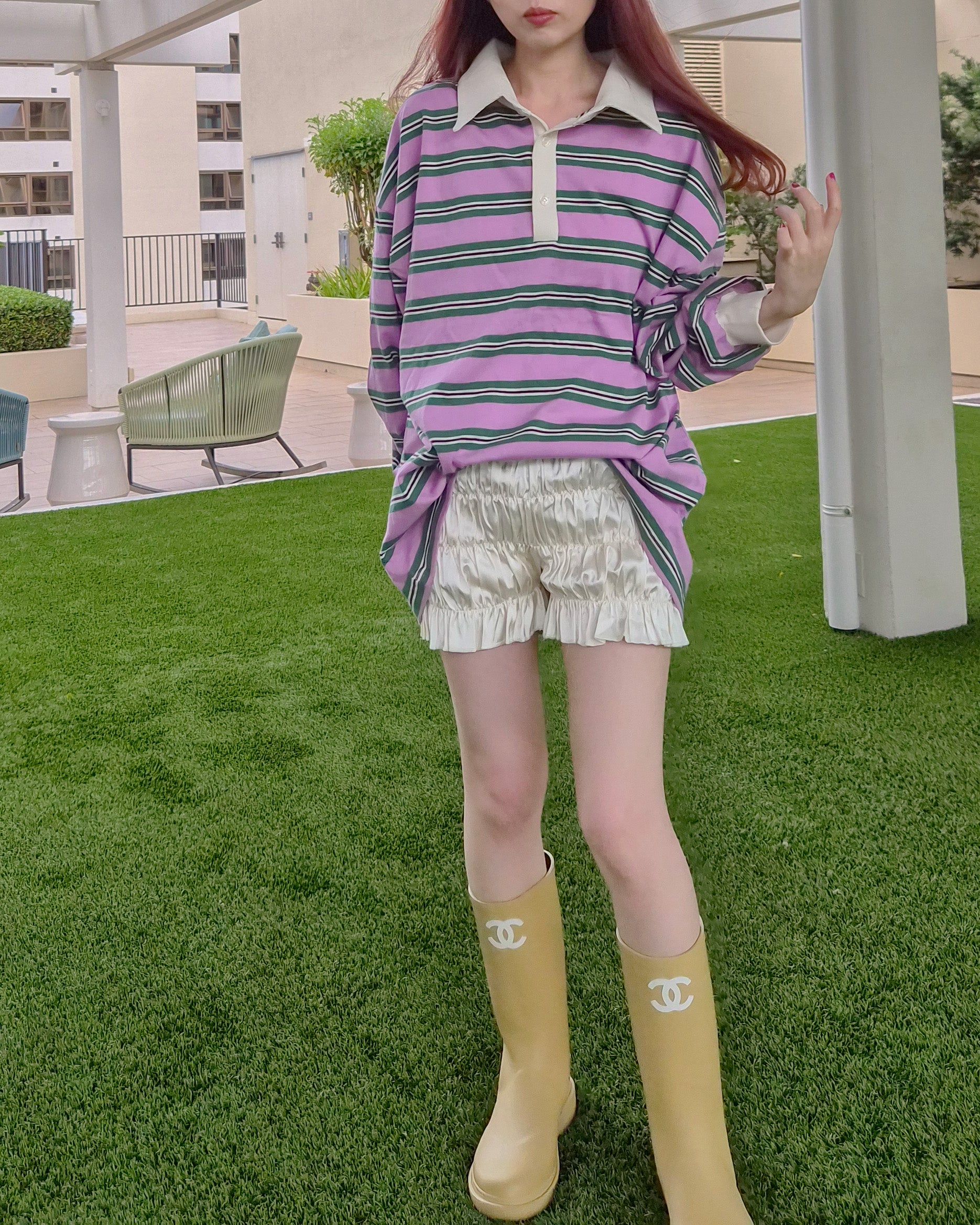 multi stripe rugby shirt