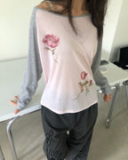 flower raglan sleeve T