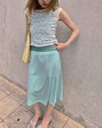 waist lace midi flare skirt
