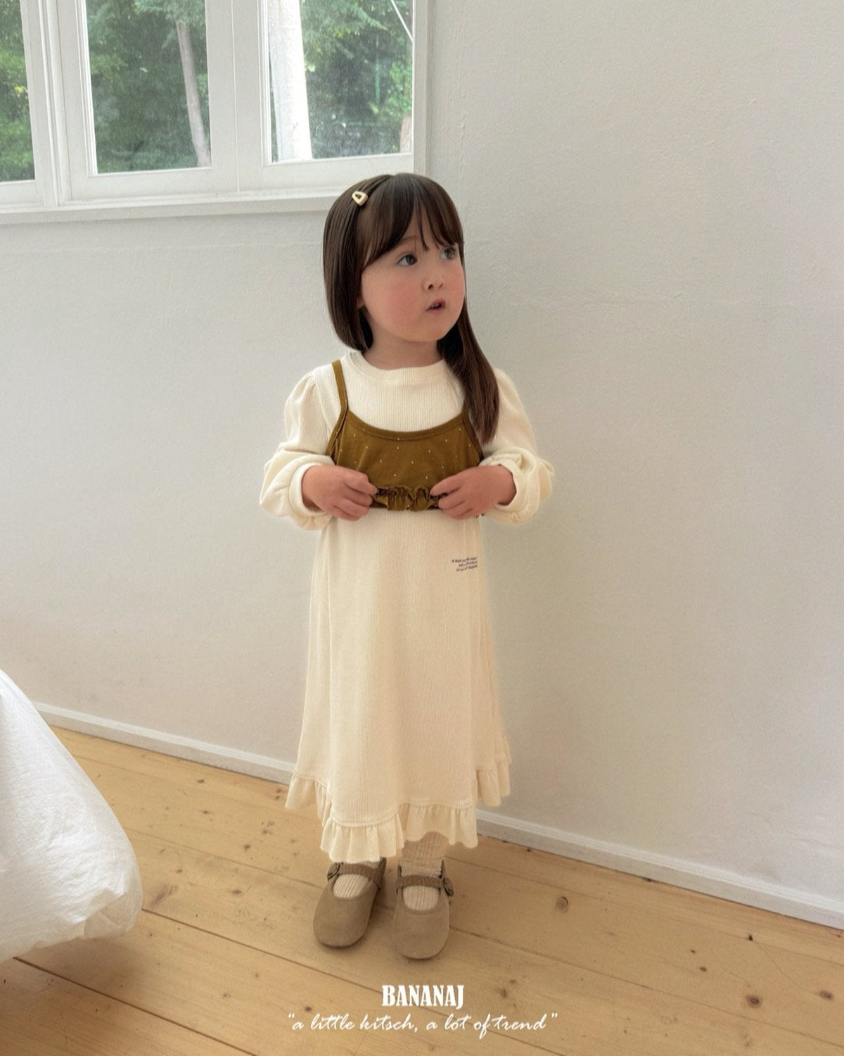 【BANANAJ】lettering waffle dress