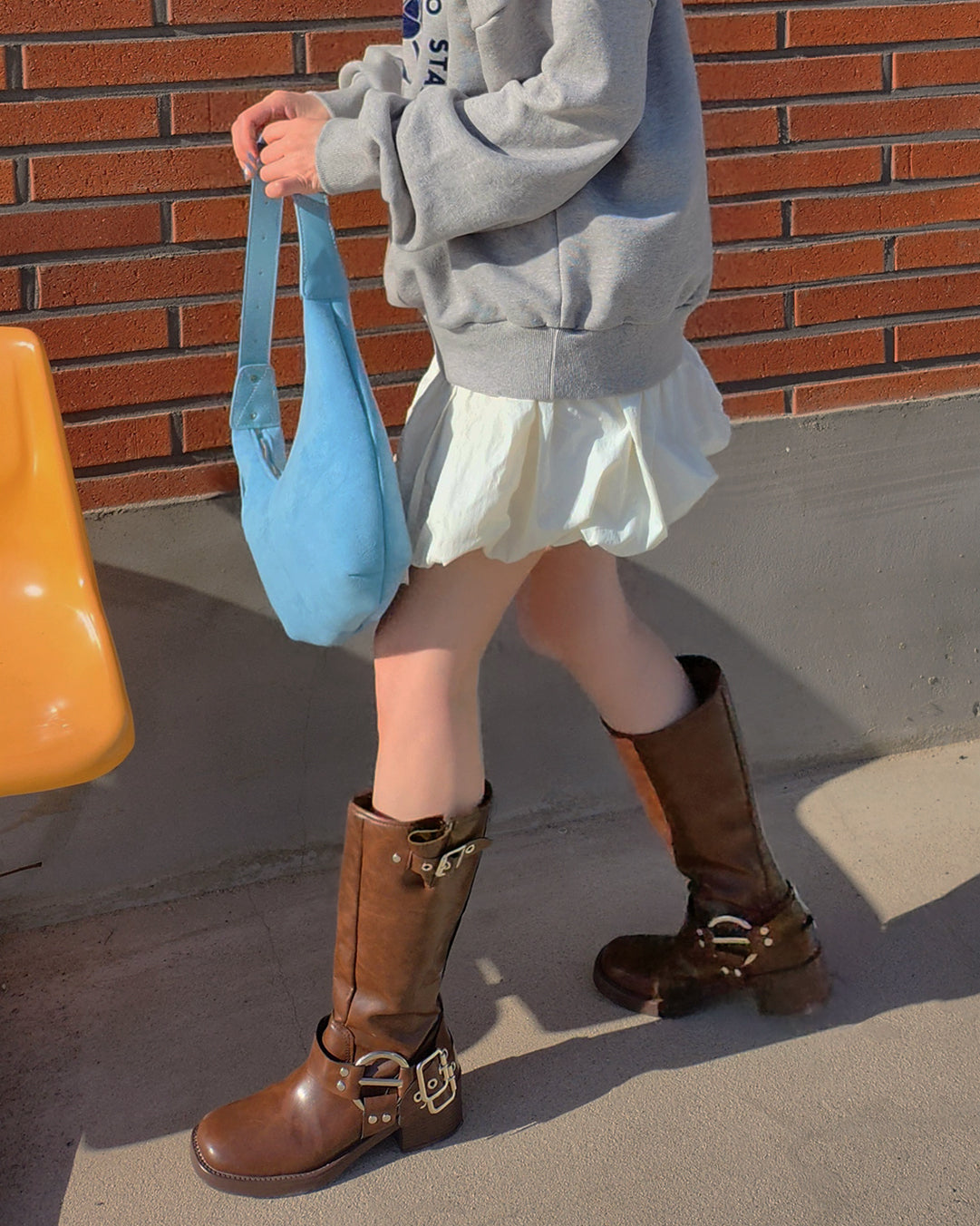 faux suede half moon bag
