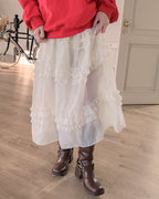 tiered frill sheer long dress