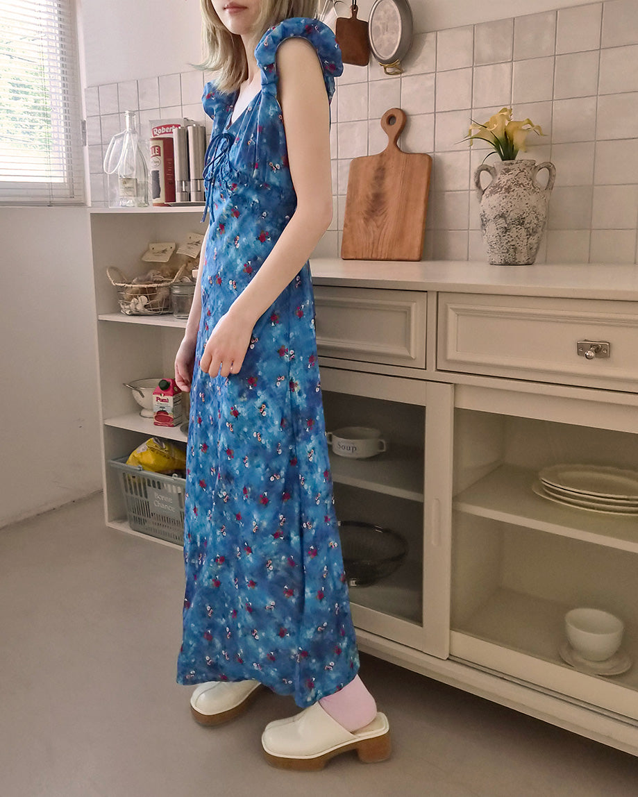 flower frill long dress