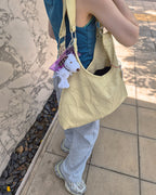 stitch pattern faux leather shoulder bag