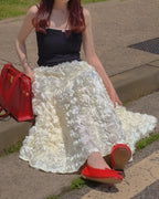 rose volume flare skirt