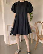 volume puff sleeves tack mini dress