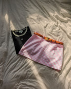 gingham check low waist micro mini skirt