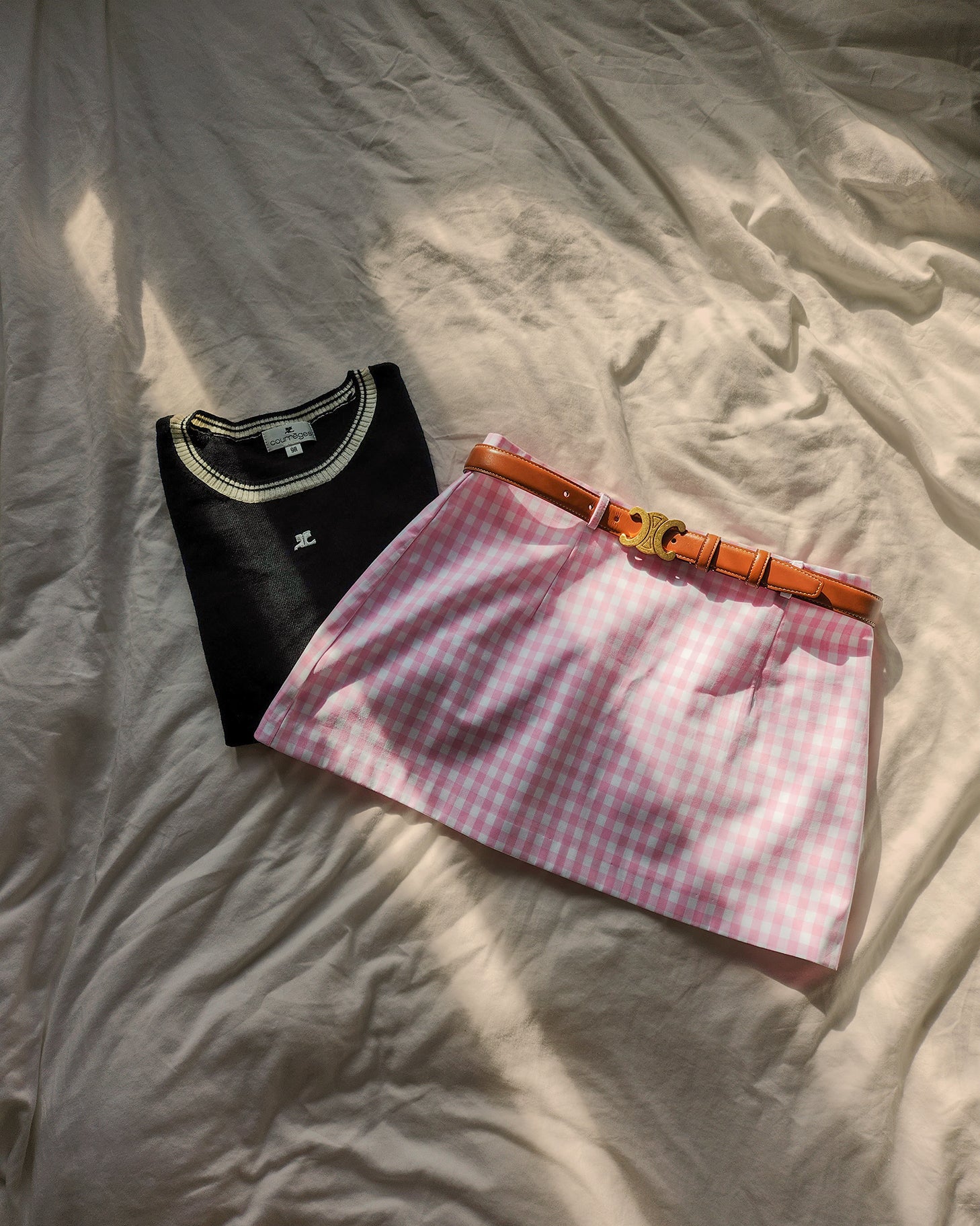 gingham check low waist micro mini skirt
