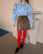 leopard wool mini skirt