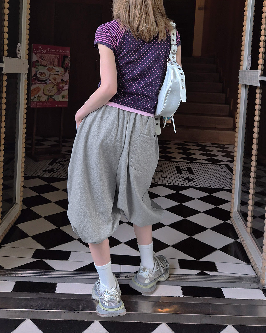 sweat nylon switch balloon half pants