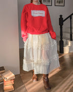 tiered frill sheer long dress