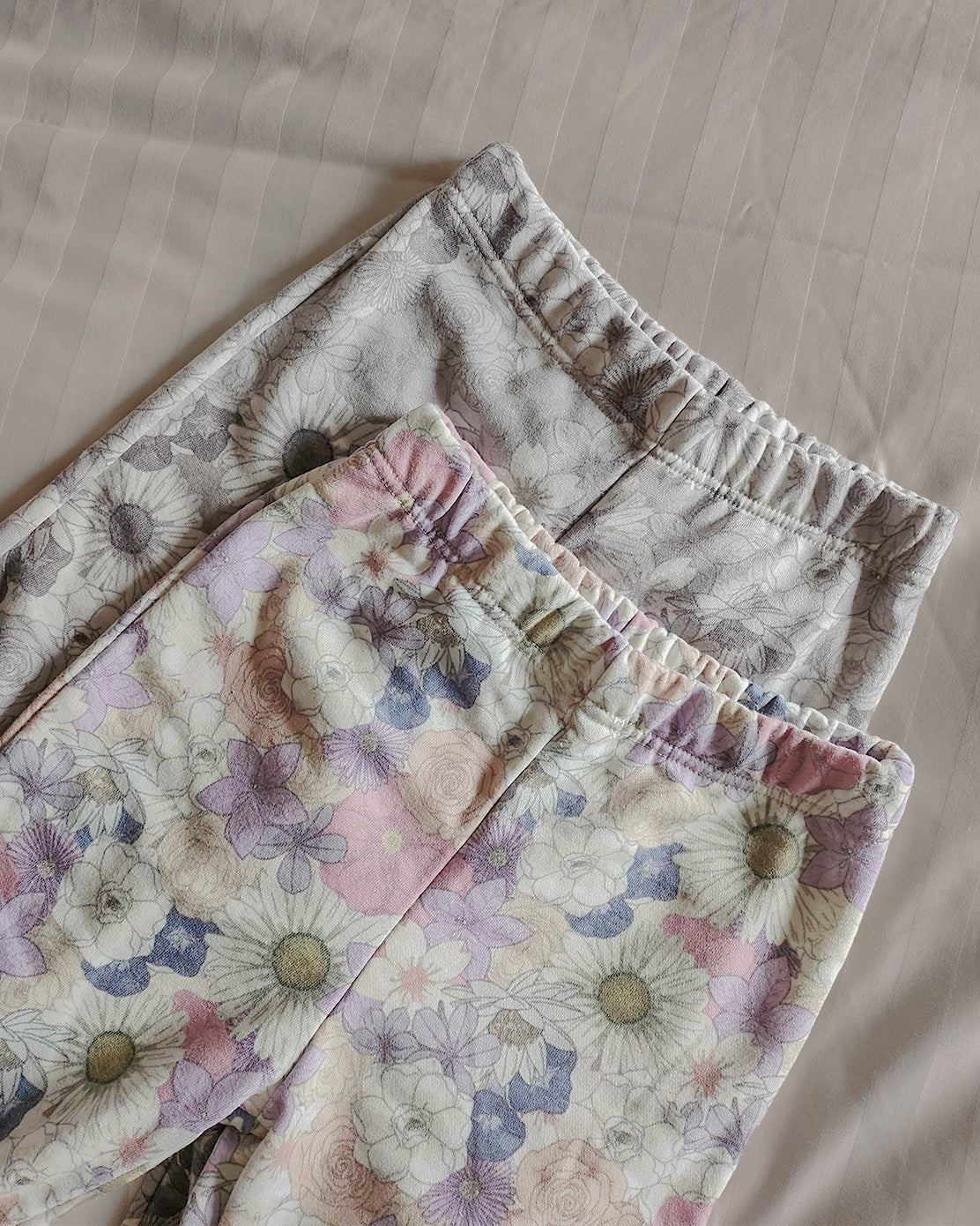 flower pattern boot cut sweat pants