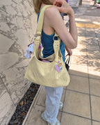 stitch pattern faux leather shoulder bag
