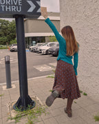 dot pleated midi skirt