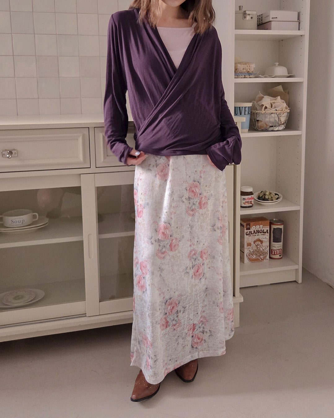 blurred rose long skirt