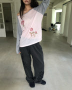 flower raglan sleeve T